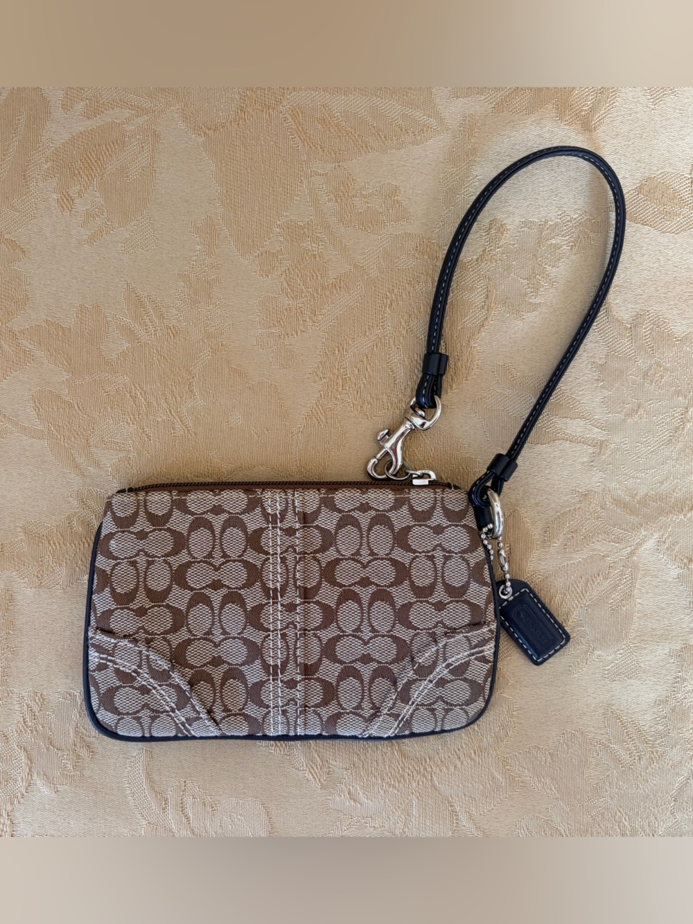Coach Brown Signature Canvas Wristlet